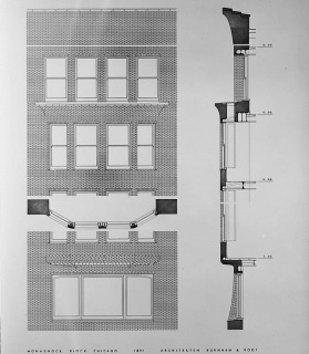 Elevation and section of a bay, Monadnock Block