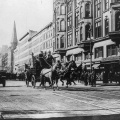 Horsedrawn fire engines rushing to Triangle Shirtwaist Factory