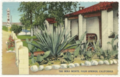 Mira Monte, exterior, postcard illustration: Postcards California