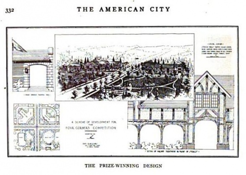 Four Corners Competition, Pasadena, CA 1914Illustration by Paul R. Williams from The American City XI, July - December 1914